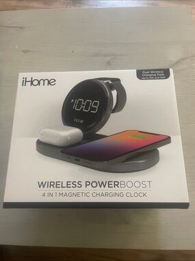 iHome Wireless PowerBoost 4-in-1 Magnetic Charging Station - Black